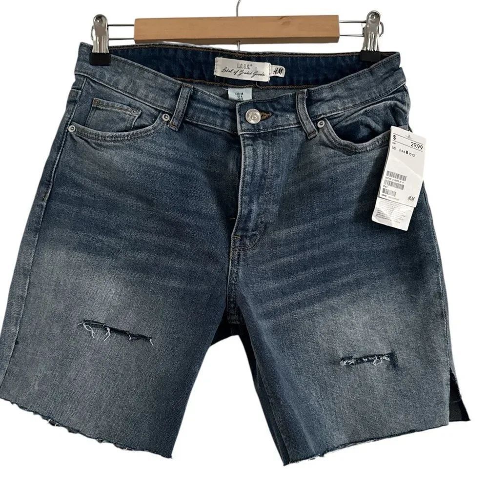 H&M Dark Blue Denim Cut-Off Shorts